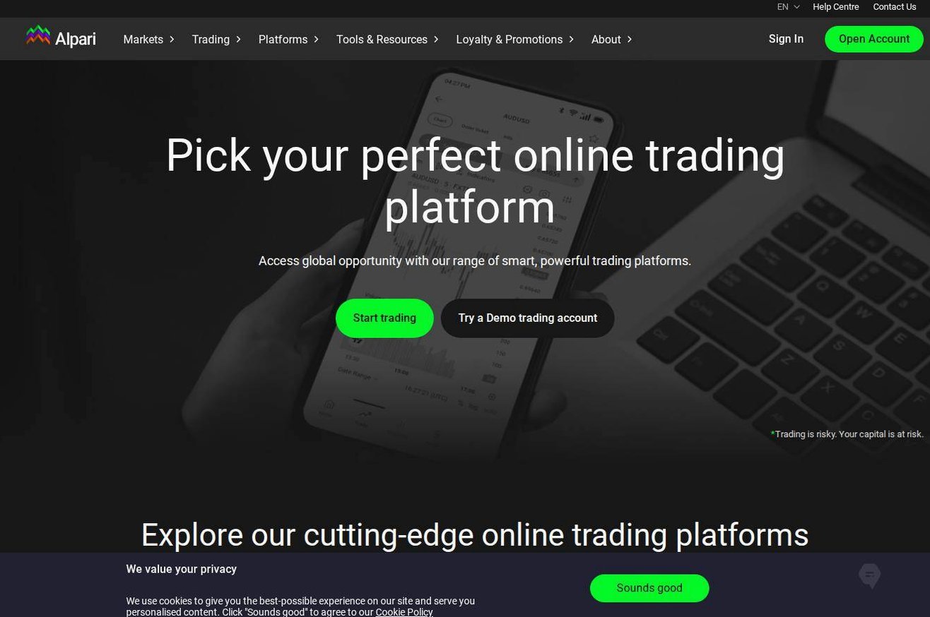 The platform page on the Alpari website