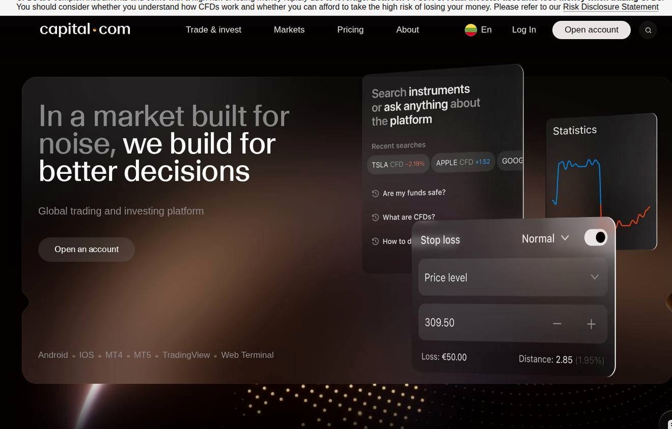 Screenshot of the Capital.com website