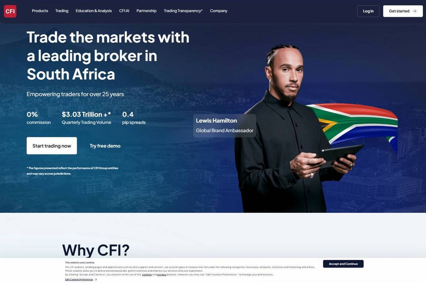 Screenshot of the CFI website