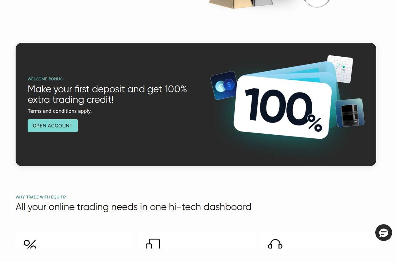 Screenshot of the Equiti website