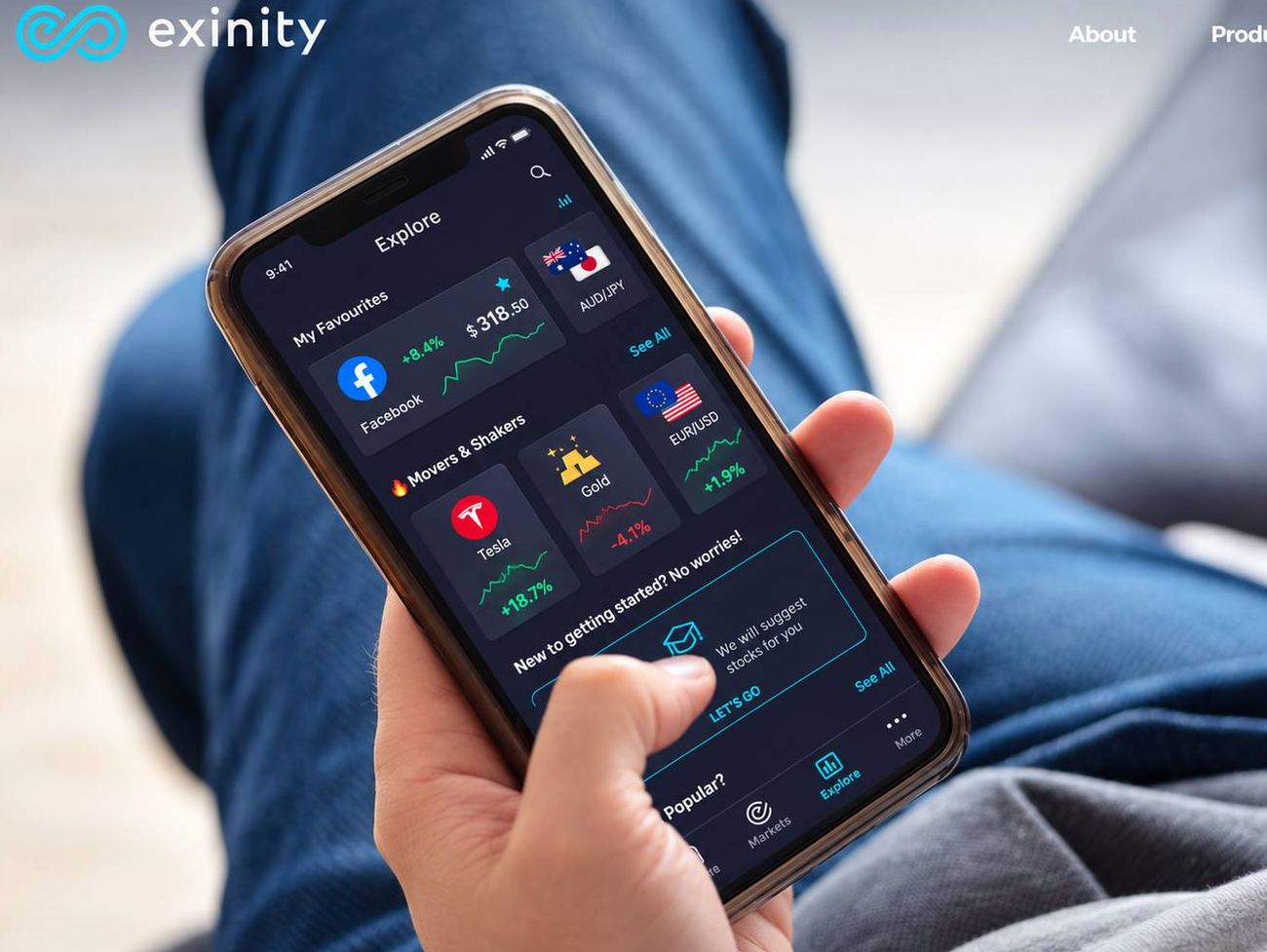 Screenshot of the Exinity website