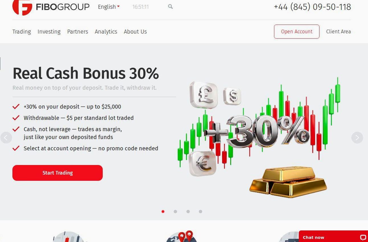 Screenshot of the FIBO Group website