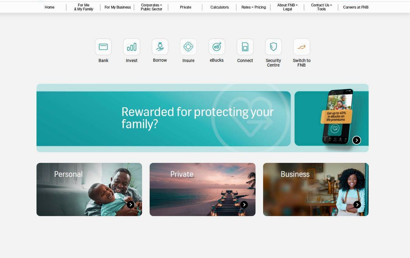 Screenshot of the FNB Share Investing website