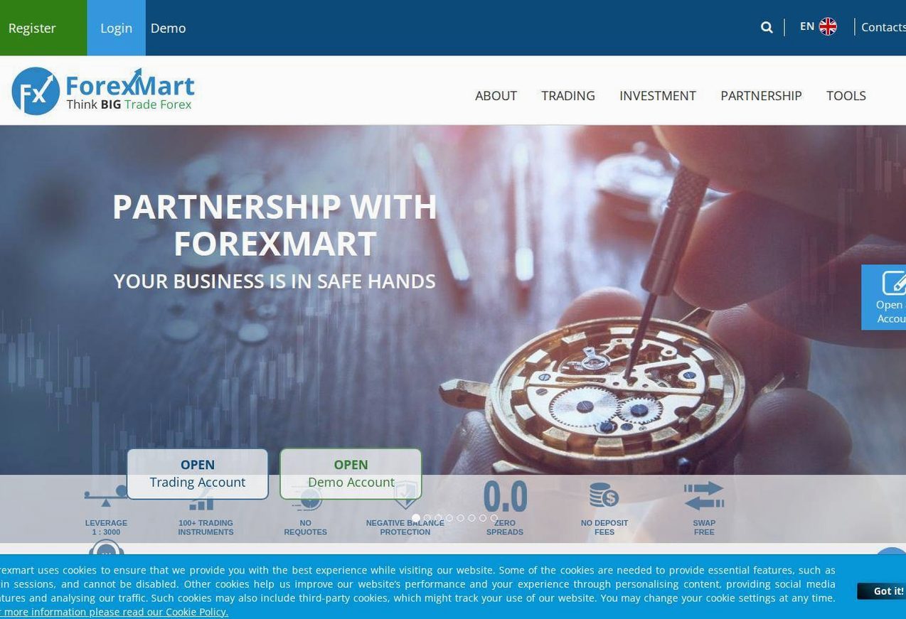 Screenshot of the ForexMart website