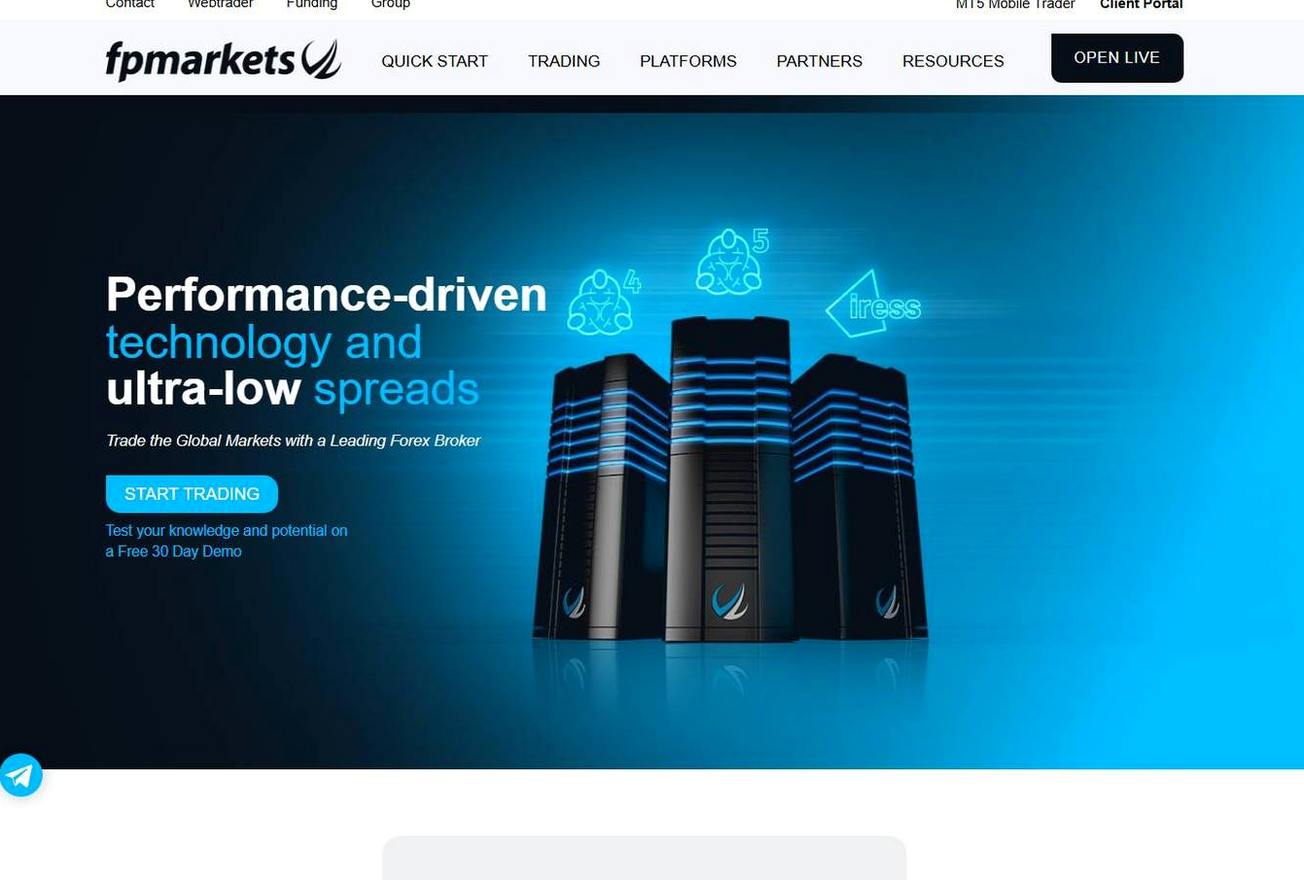 Screenshot of the FP Markets website