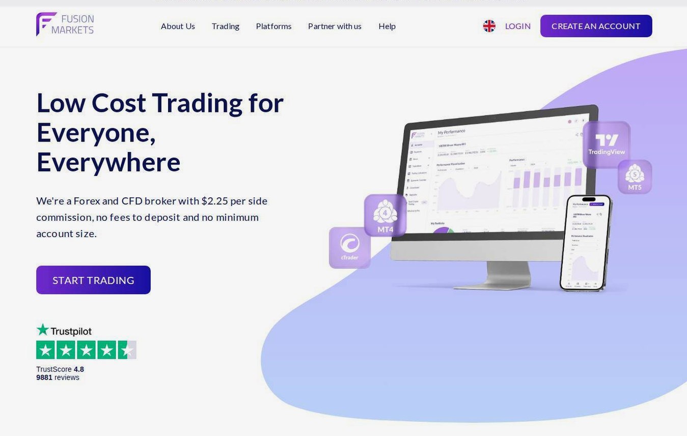 Screenshot of the Fusion Markets website