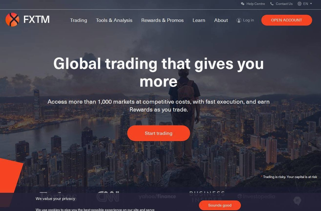 Screenshot of the FXTM website