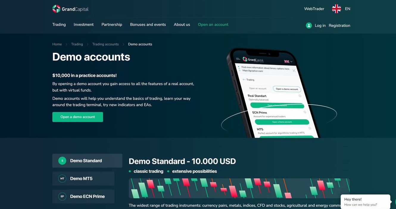 Screenshot of the Grand Capital website