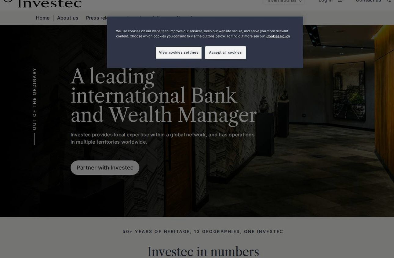Screenshot of the Investec Online / Clarity website