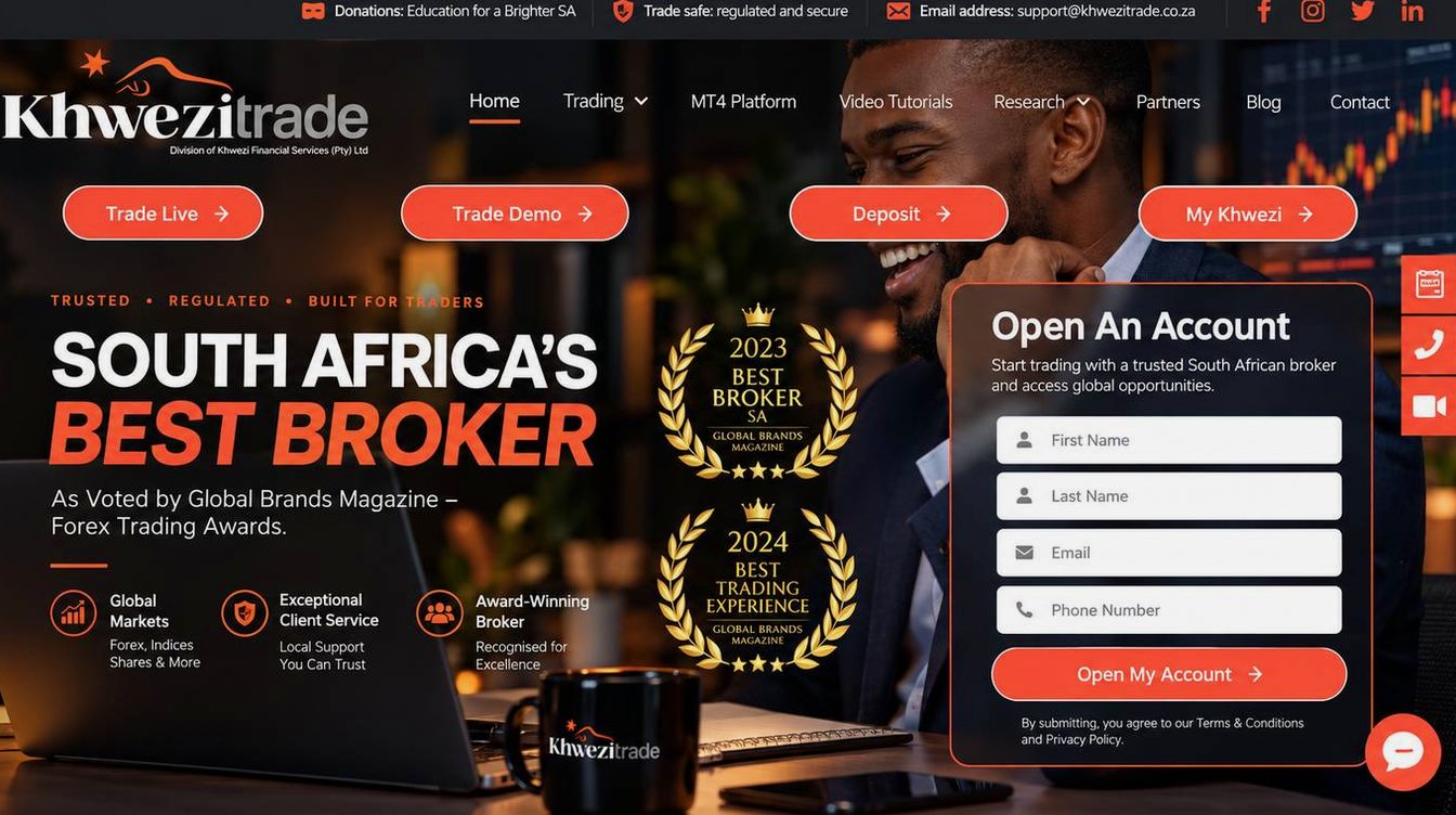 Screenshot of the Khwezi Trade website