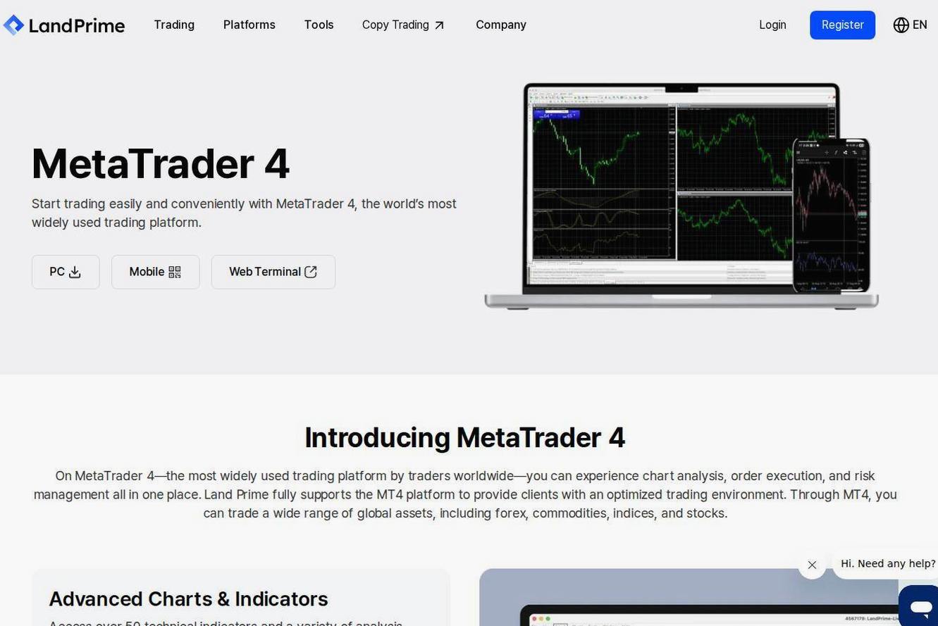 The platform page on the Land-FX website
