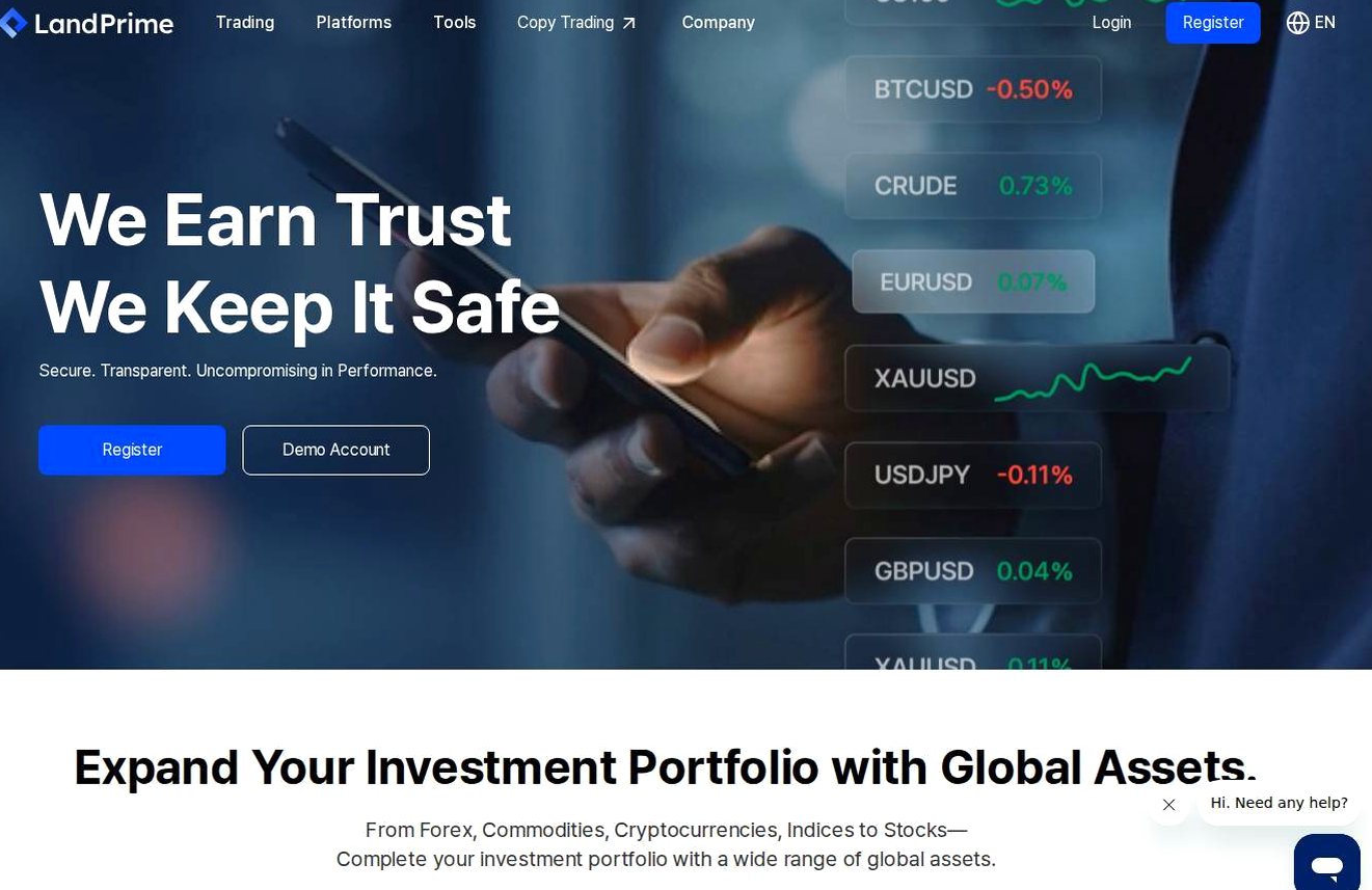 Screenshot of the Land-FX website