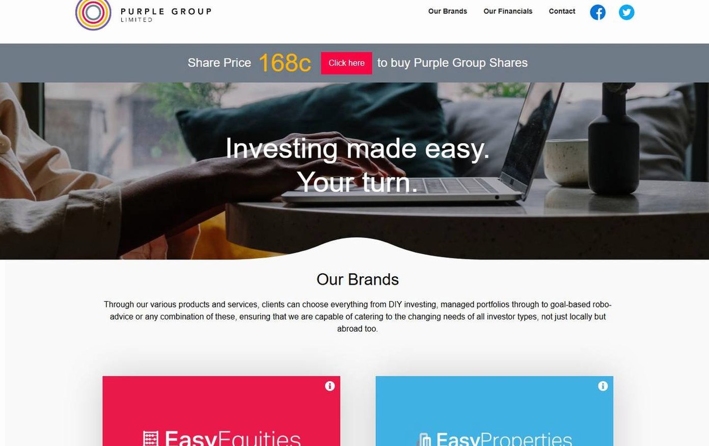 Screenshot of the Purple Group website