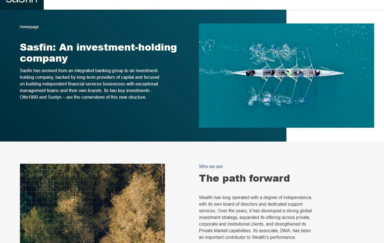 Screenshot of the Sasfin Securities website