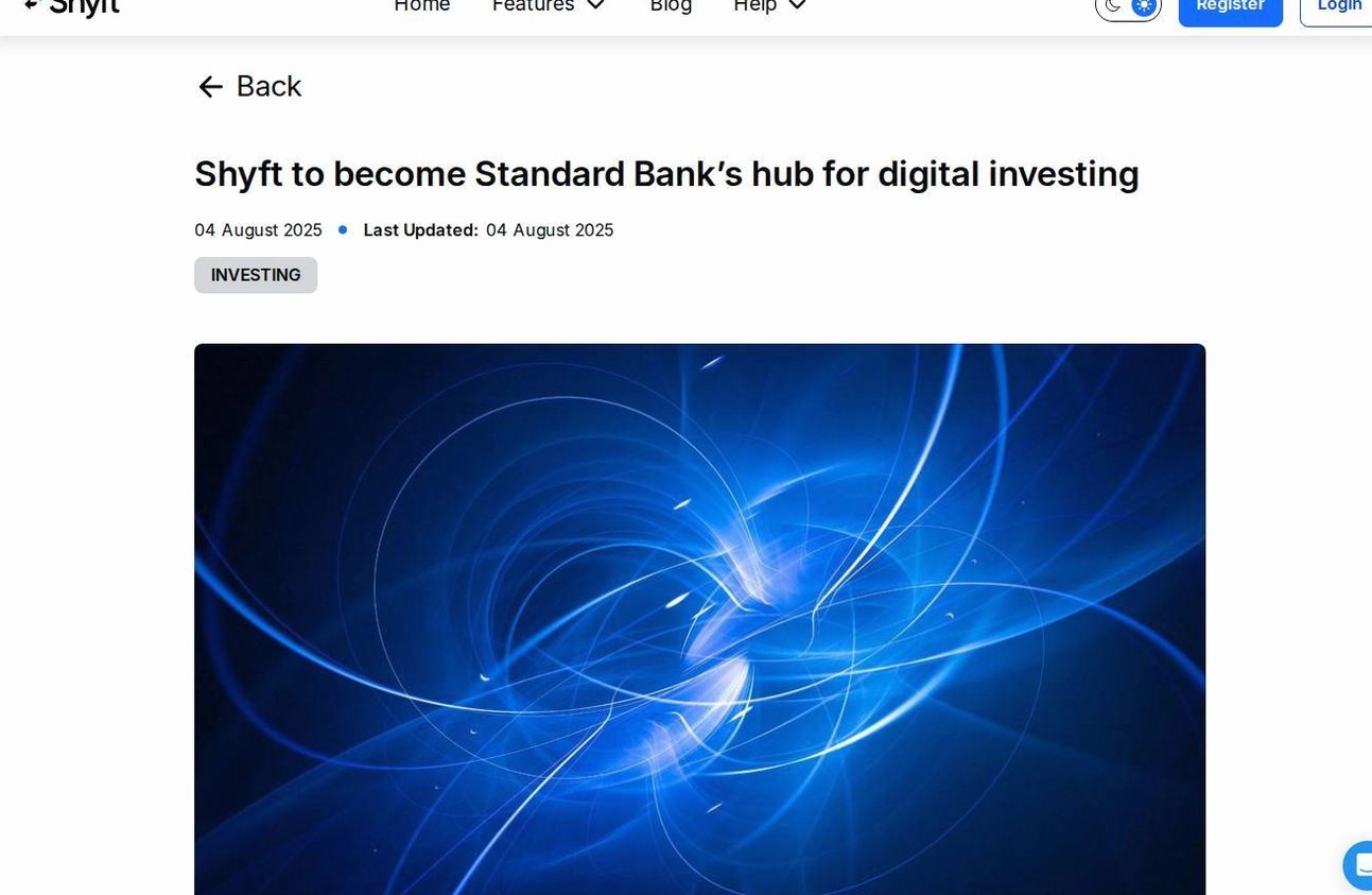 The platform page on the Shyft (Standard Bank Shyft) website