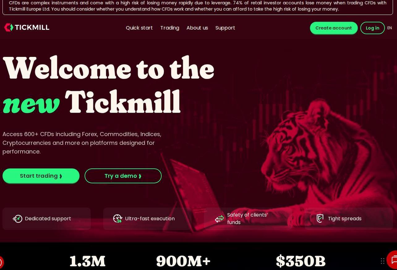The platform page on the Tickmill website