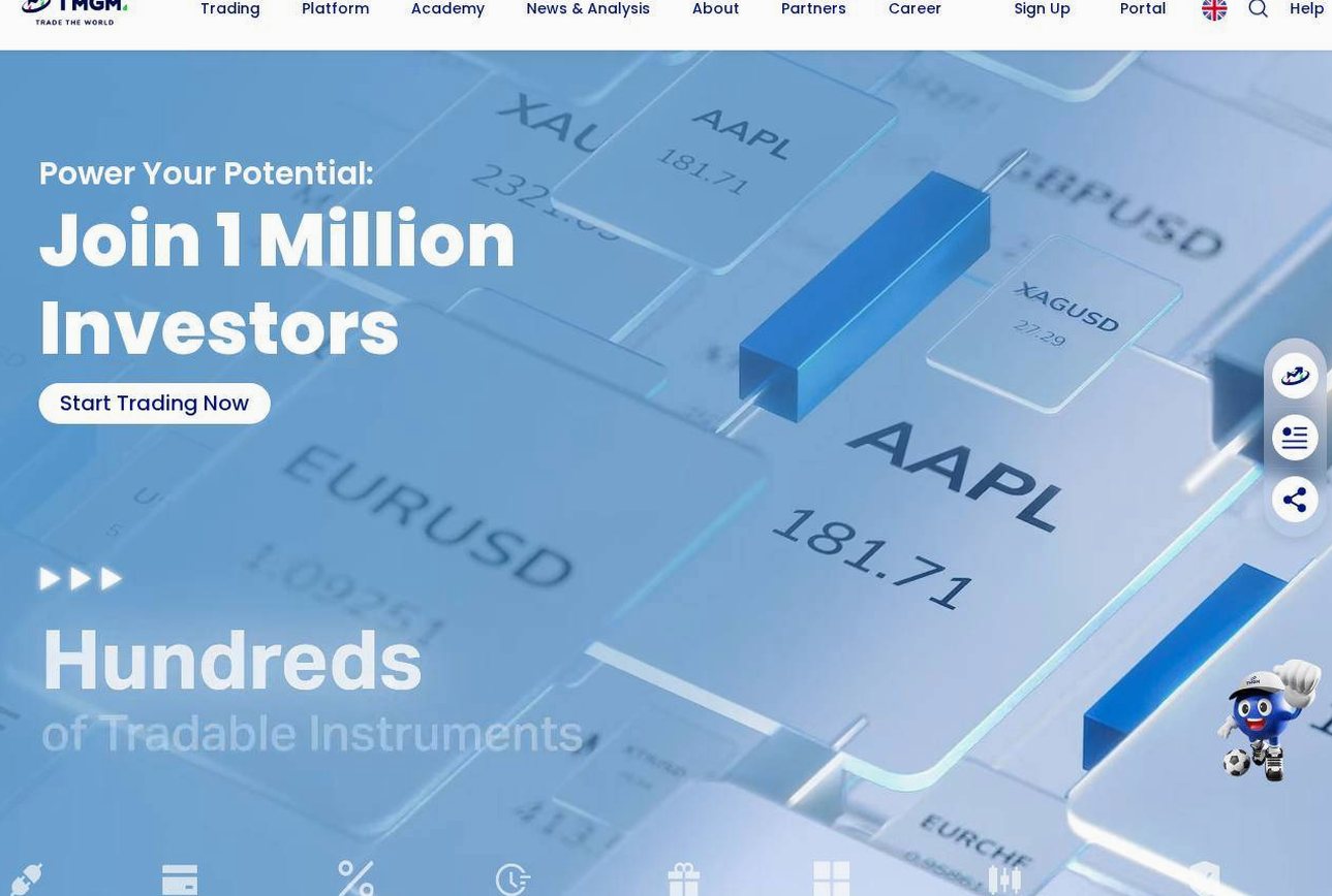 Screenshot of the TMGM website