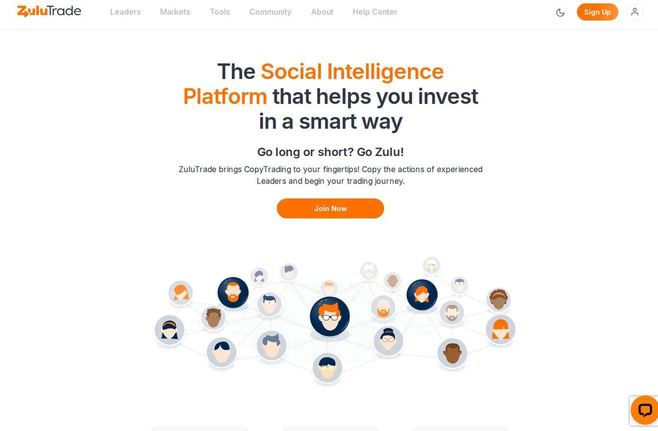 Screenshot of the ZuluTrade website